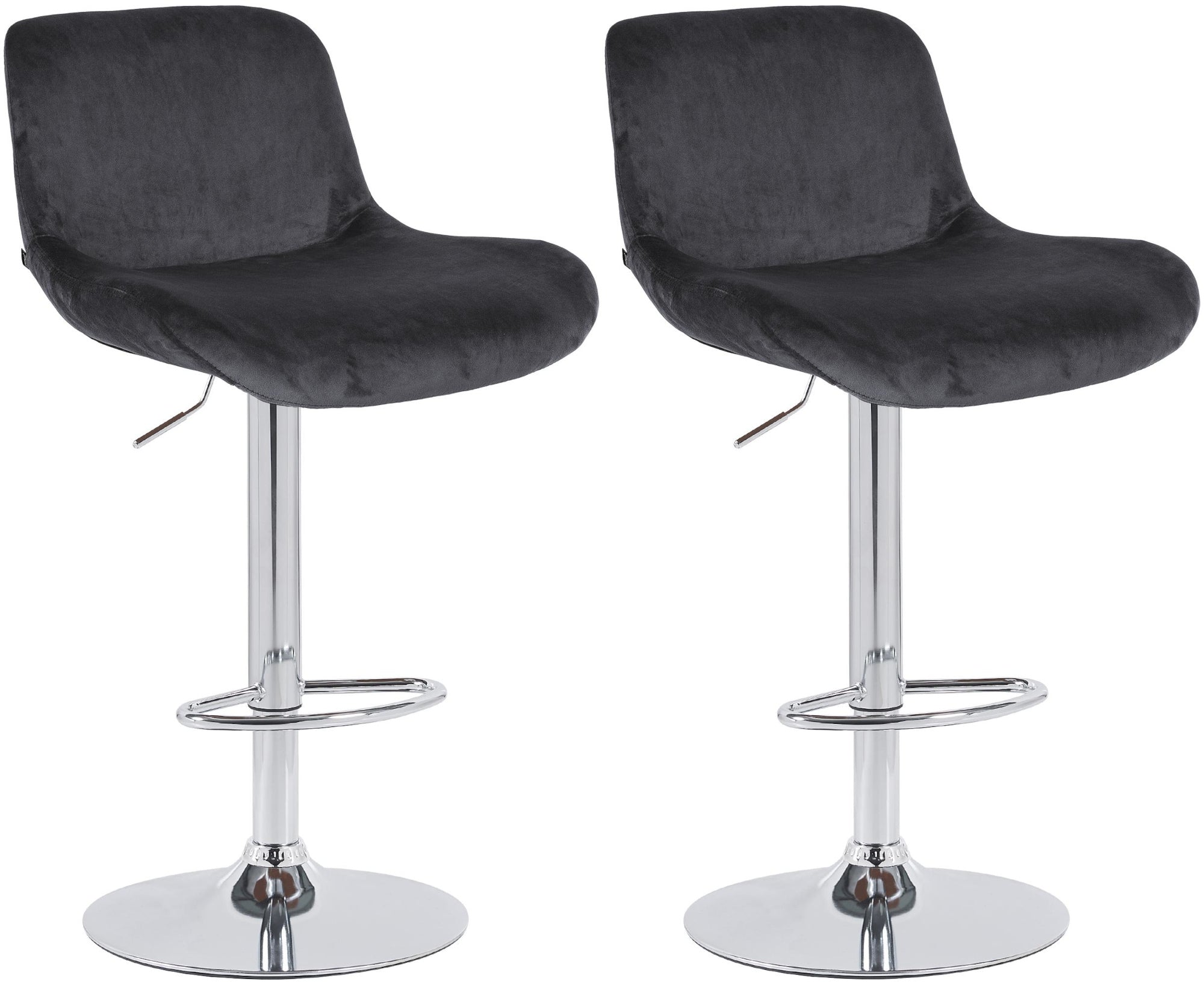 Set di 2 barhocker Solon in cromato e velluto nero, design moderno e comfort elevato per la tua casa.