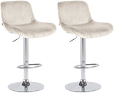 Set di 2 sgabelli da bar Solon in cromo e velluto crema, design moderno e comfort ottimale per ogni ambiente.