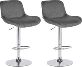 Set di 2 sgabelli da bar Solon in cromato e velluto grigio scuro, design moderno e comfort elevato.