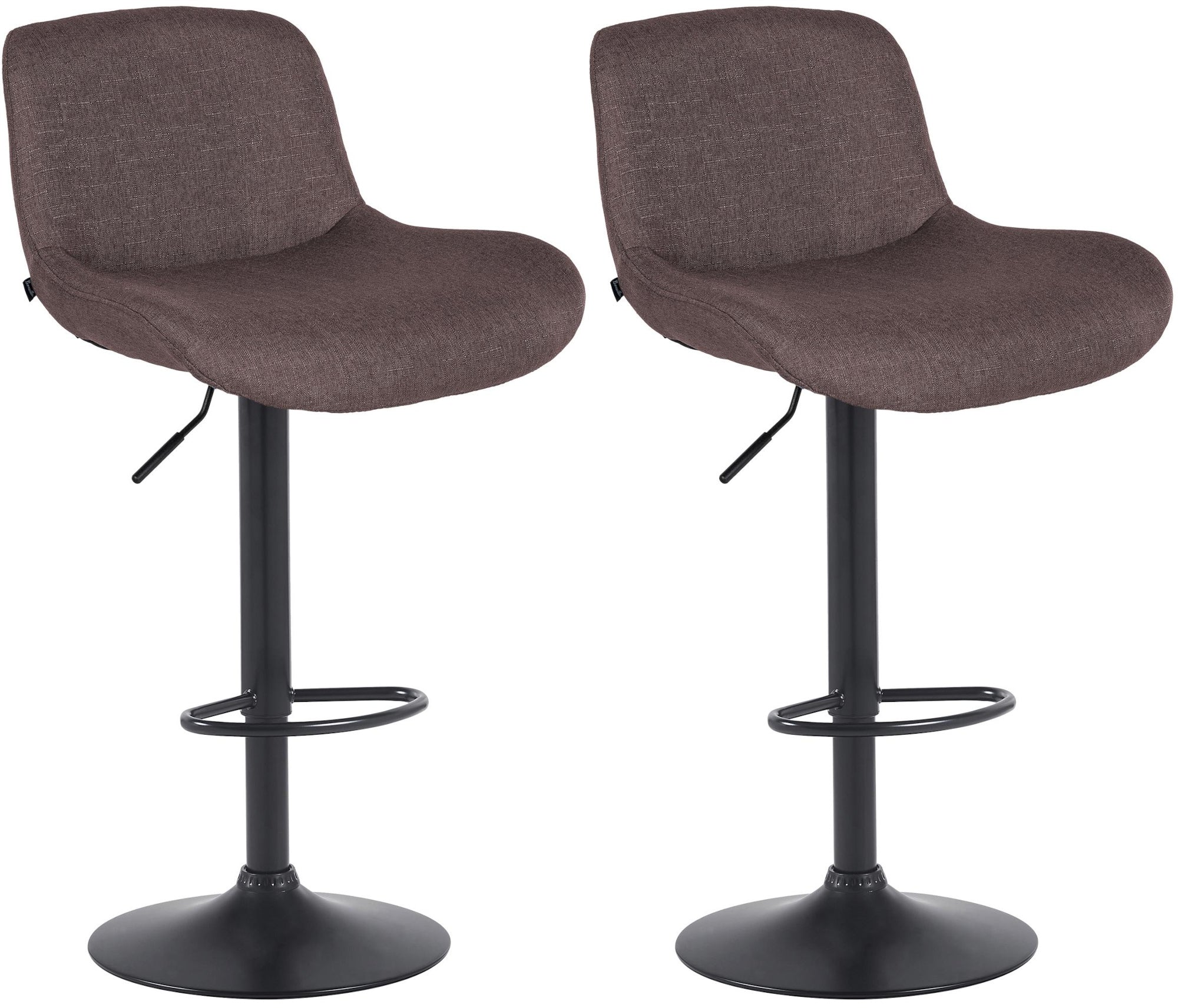 Set di 2 barhocker Solon neri in tessuto, design moderno e comfort elevato con schienale ergonomico.