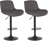 Set di 2 sgabelli da bar Solon neri in tessuto, design moderno e comfort ottimale con schienale ergonomico.