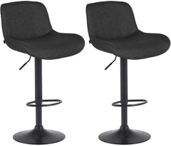 Set di 2 barhocker Solon neri in stoffa, design moderno e comodo, con schienale ergonomico per un comfort ottimale.