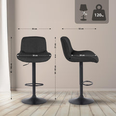 Set di 2 barhocker Solon neri in stoffa, design moderno e comodo, con schienale ergonomico per un comfort ottimale.