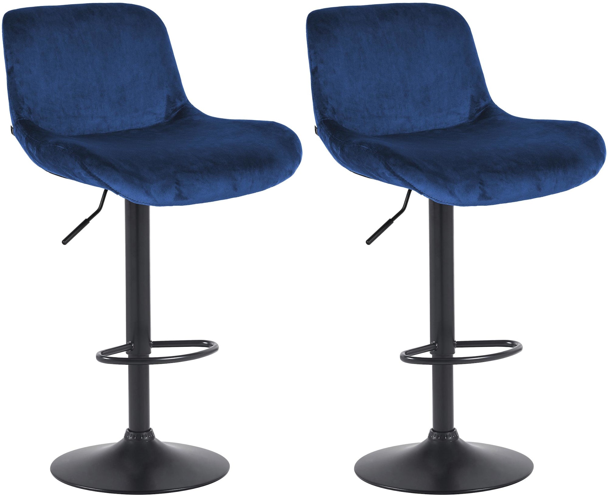 Set di 2 barhocker Solon in velluto blu, design moderno e comfort ottimale con schienale ergonomico.