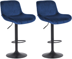 Set di 2 barhocker Solon in velluto blu, design moderno e comfort ottimale con schienale ergonomico.