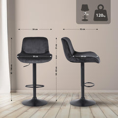Set di 2 barhocker Solon in velluto nero, design moderno e comfort elevato con schienale ergonomico.