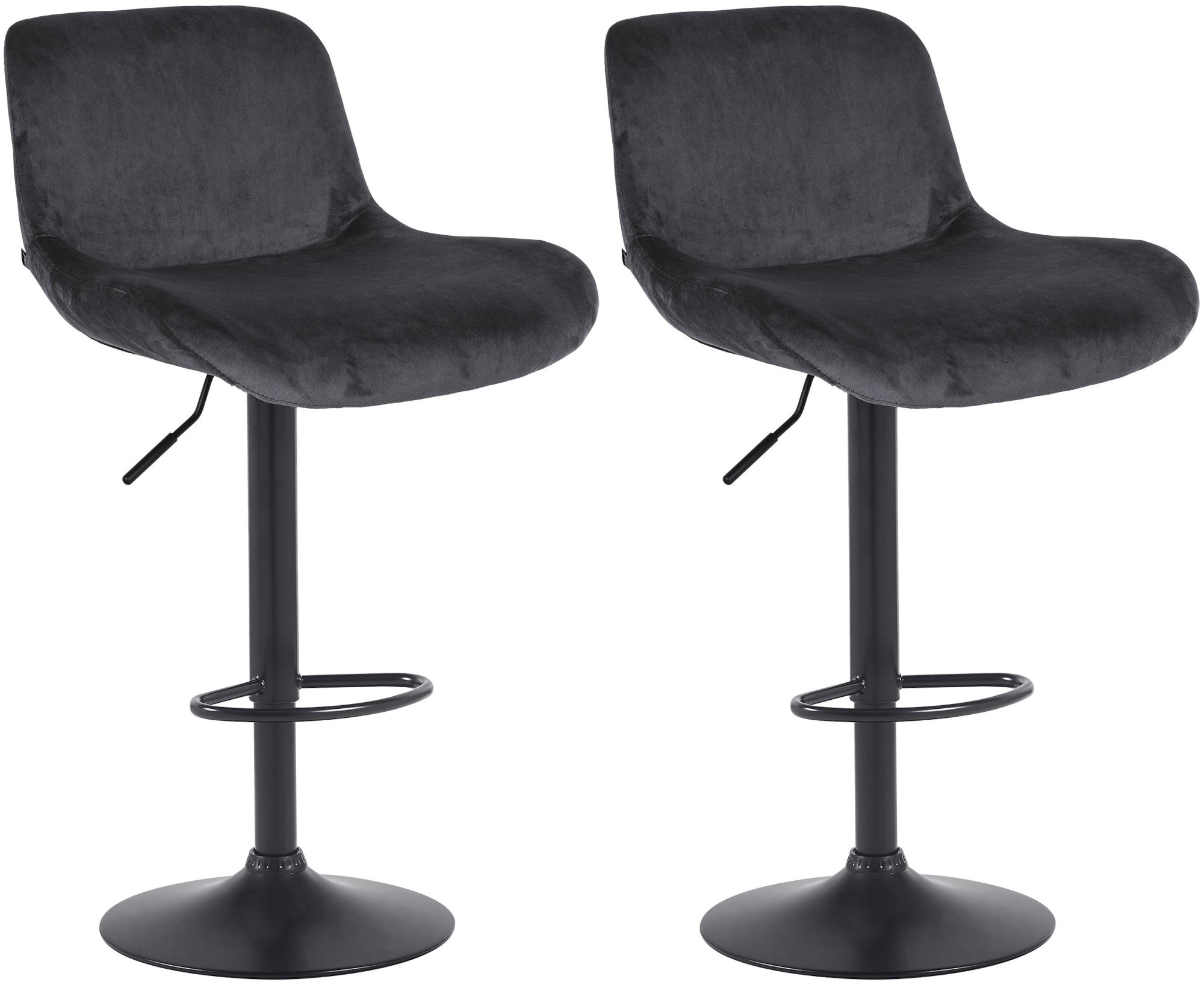 Set di 2 barhocker Solon in velluto nero, design moderno e comfort elevato con schienale ergonomico.