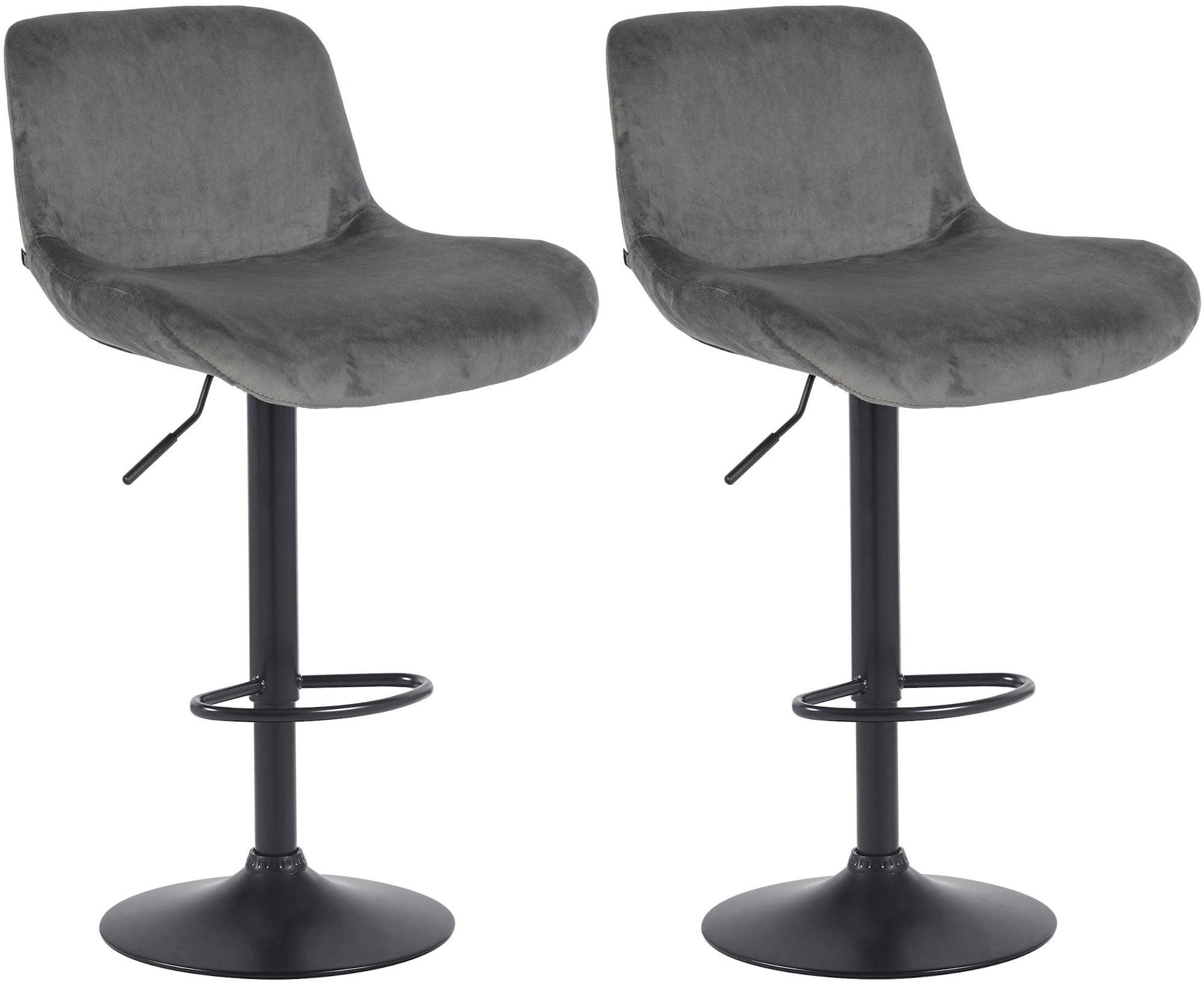 Set di 2 sgabelli bar Solon in velluto nero, design moderno e comodo, con schienale per un supporto ottimale.