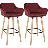2er Set Barhocker Grant Samt - rot