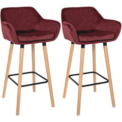 2er Set Barhocker Grant Samt - rot