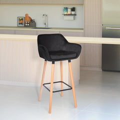 2er Set Barhocker Grant Samt - schwarz