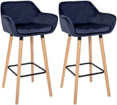 2er Set Barhocker Grant Samt - dunkelblau