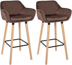 2er Set Barhocker Grant Samt - coffee