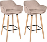 2er Set Barhocker Grant Samt - hellgrau
