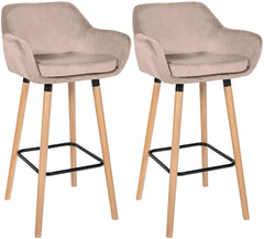 2er Set Barhocker Grant Samt - hellgrau