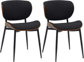 Set di 2 sedie Enid in tessuto con struttura in metallo, design moderno e comfort elevato, color walnuss e nero.