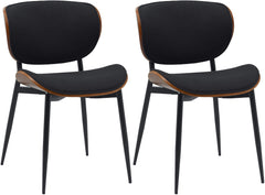 Set di 2 sedie Enid in tessuto con struttura in metallo, design moderno e comfort elevato, color walnuss e nero.