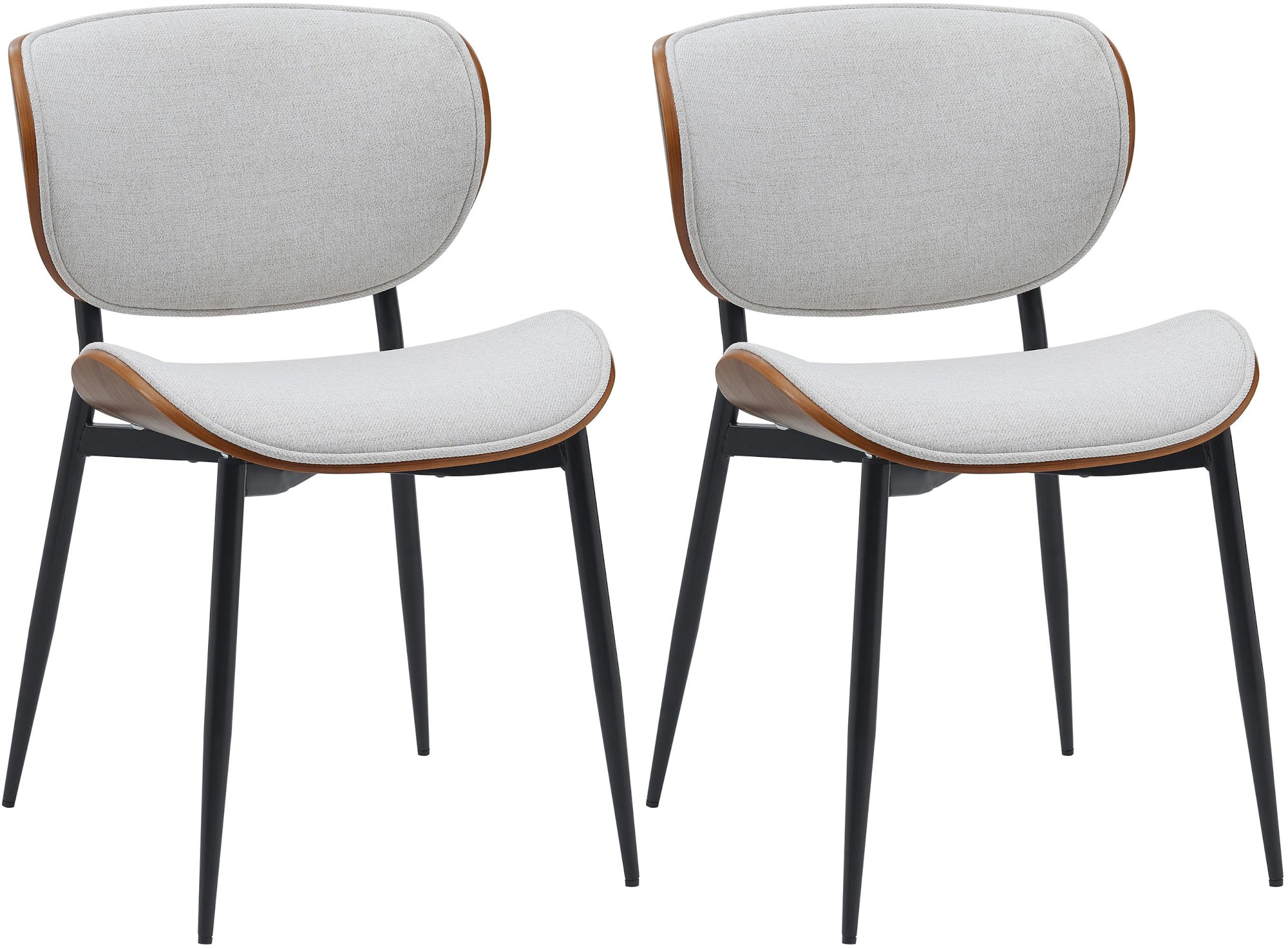 Set di 2 sedie Enid in stoffa crema e struttura in legno di noce, ideali per un'elegante sala da pranzo.