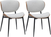 Set di 2 sedie Enid in stoffa crema e struttura in legno di noce, ideali per un'elegante sala da pranzo.