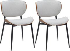 Set di 2 sedie Enid in stoffa crema e struttura in legno di noce, ideali per un'elegante sala da pranzo.