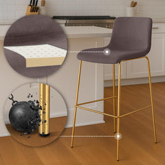 Barhocker Hoover Samt 4-Fu� Gold - braun