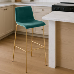 Barhocker Hoover Samt 4-Fu� Gold - gr�n