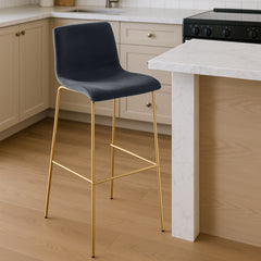 Barhocker Hoover Samt 4-Fu� Gold - schwarz