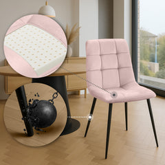 2er Set Esszimmerstuhl Tilde Samt - pink by Dropshipping-Europe – Esszimmerstühle