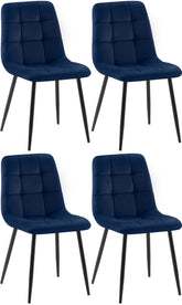 4er Set Esszimmerstuhl Tilde Samt - blau