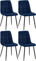 4er Set Esszimmerstuhl Tilde Samt - blau