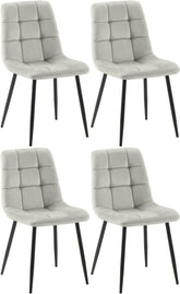 4er Set Esszimmerstuhl Tilde Samt - grau