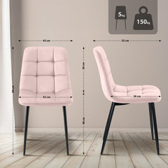 4er Set Esszimmerstuhl Tilde Samt - pink