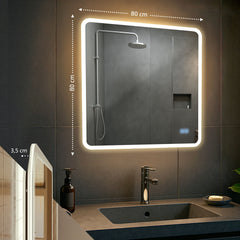 Badspiegel Jericho 80x80 mit Bluetooth - klarglas