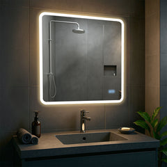 Badspiegel Jericho 80x80 mit Bluetooth - klarglas