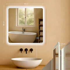 Badspiegel Jericho 80x80 ohne Bluetooth - klarglas