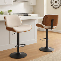 Barhocker Beverley B Stoff - walnuss/creme