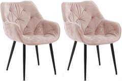 2er Set Stuhl Tanna Samt - pink
