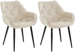 2er Set Stuhl Tanna Samt - creme