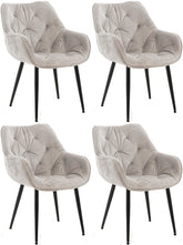 4er Set Stuhl Tanna Samt - grau