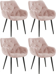 4er Set Stuhl Tanna Samt - pink