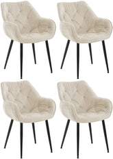 4er Set Stuhl Tanna Samt - creme