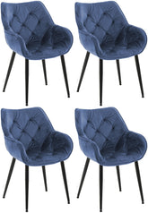4er Set Stuhl Tanna Samt - blau
