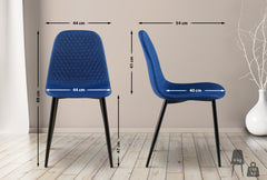 4er Set Stühle Giverny Stoff - blau