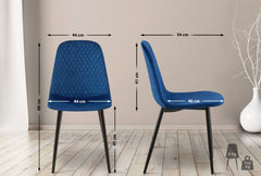 4er Set Stühle Giverny Samt - blau