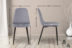 4er Set Stühle Giverny Samt - grau