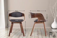 2er Set Stühle Kingston Stoff - walnuss/hellgrau