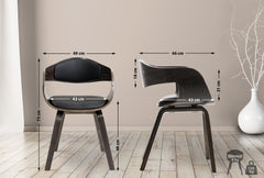 2er Set Stühle Kingston Kunstleder - schwarz/grau