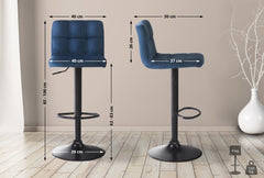 4er Set Barhocker Feni Samt - blau