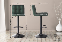 4er Set Barhocker Feni Samt - gr�n