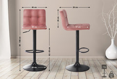 4er Set Barhocker Feni Samt - pink